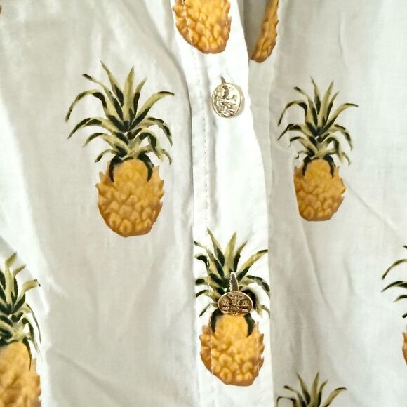 Tory Burch Mira Cotton Beach Shirt in Pineapple Print - Size XS - Picture 7 of 11